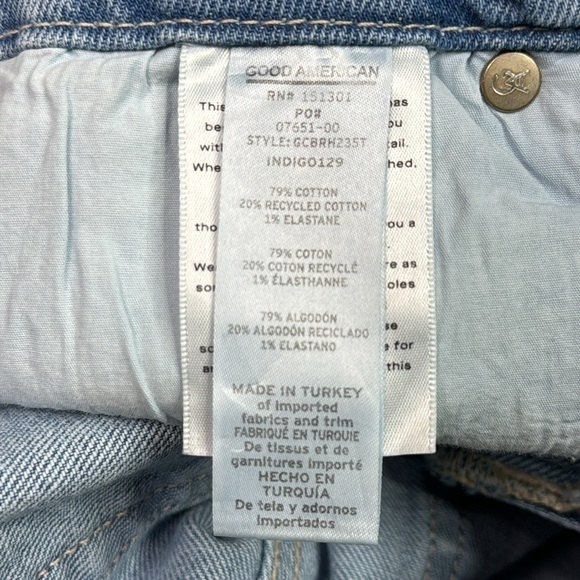 Good American Raw Hem Ripped Knees Indigo129 Jeans Size 6 NWT - Picture 14 of 15
